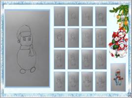 Поэтапное рисование «Снеговичок в шарфике», слайд 13