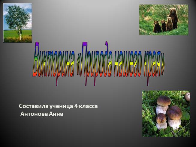 Презентация Викторина «Природа нашего края» Ульяновская область