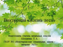Презентация Викторина «Жизнь леса»