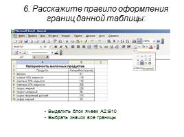 Бинарный урок по теме «Применение программы электронная таблица Excel в профессии «Повар, кондитер», слайд 16