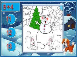 Тренажёр-раскраска по математике для 1 класса «Снеговик в лесу», слайд 3