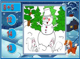 Тренажёр-раскраска по математике для 1 класса «Снеговик в лесу», слайд 9