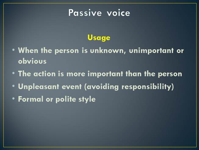 Презентация Passive voice - 10 класс