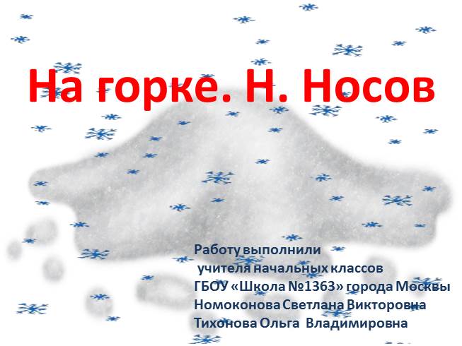 Презентация Николай Носов «На горке»